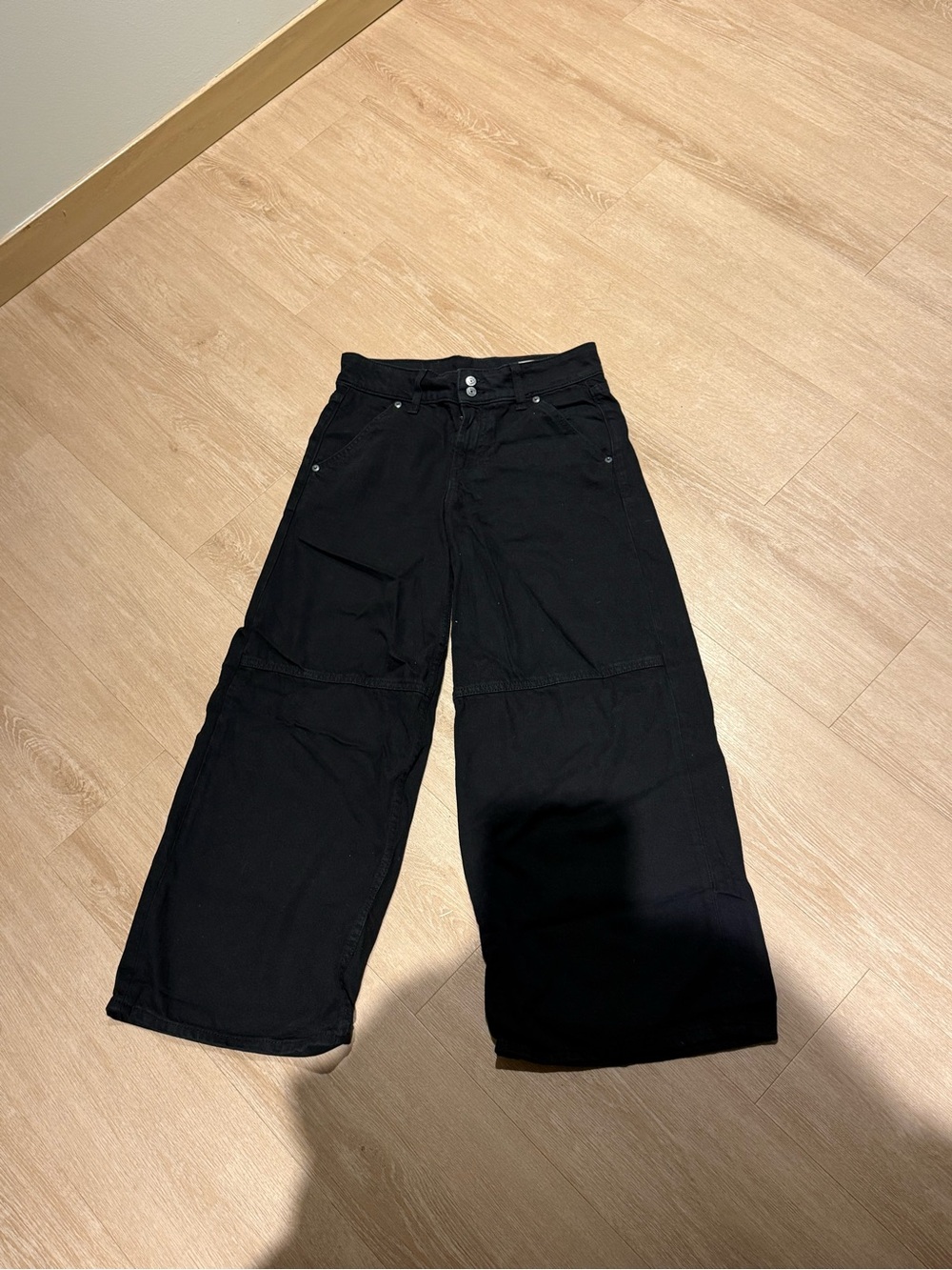 Gap black baggy mid rise jeans size 25 / 0 petite